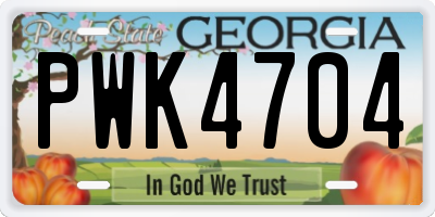 GA license plate PWK4704