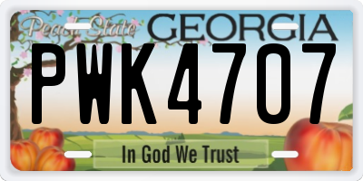 GA license plate PWK4707