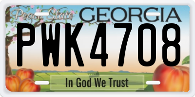 GA license plate PWK4708