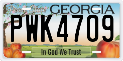 GA license plate PWK4709