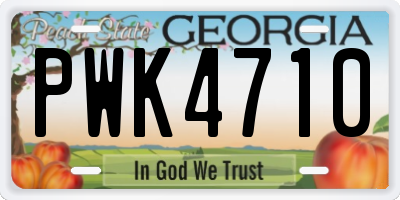 GA license plate PWK4710