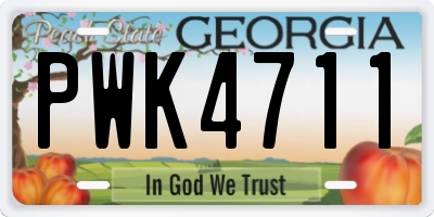 GA license plate PWK4711