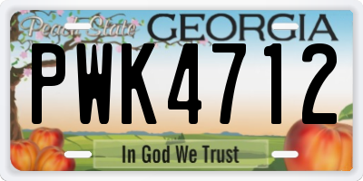 GA license plate PWK4712