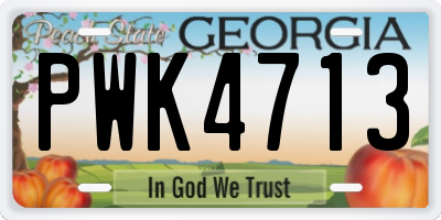 GA license plate PWK4713