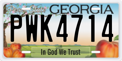 GA license plate PWK4714