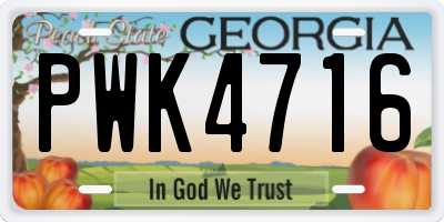 GA license plate PWK4716