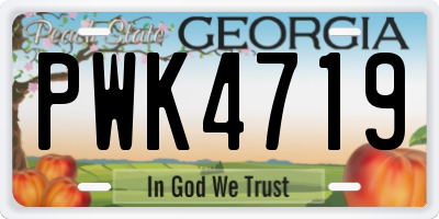 GA license plate PWK4719