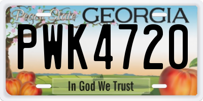 GA license plate PWK4720