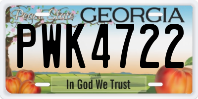 GA license plate PWK4722