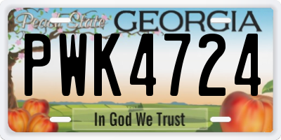 GA license plate PWK4724