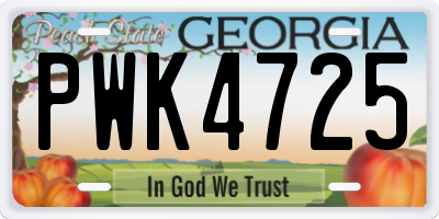GA license plate PWK4725