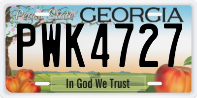 GA license plate PWK4727
