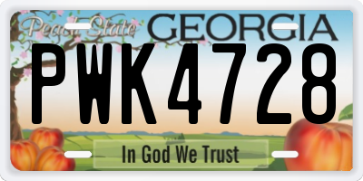 GA license plate PWK4728