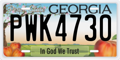 GA license plate PWK4730