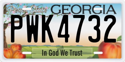 GA license plate PWK4732