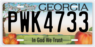 GA license plate PWK4733