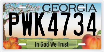 GA license plate PWK4734