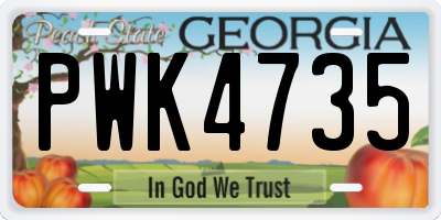 GA license plate PWK4735