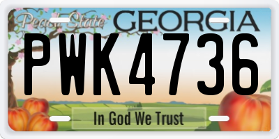 GA license plate PWK4736