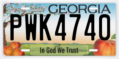 GA license plate PWK4740