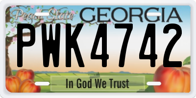 GA license plate PWK4742