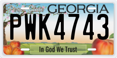 GA license plate PWK4743