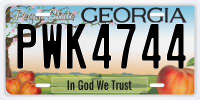 GA license plate PWK4744