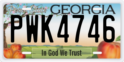 GA license plate PWK4746