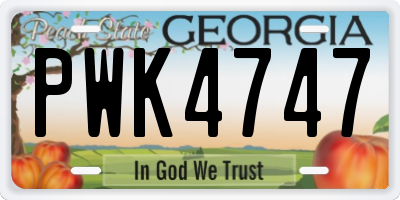 GA license plate PWK4747