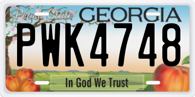 GA license plate PWK4748