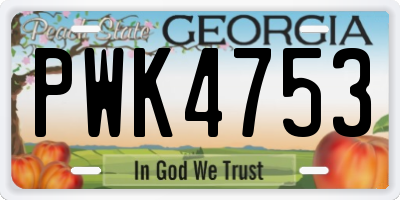 GA license plate PWK4753