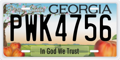 GA license plate PWK4756