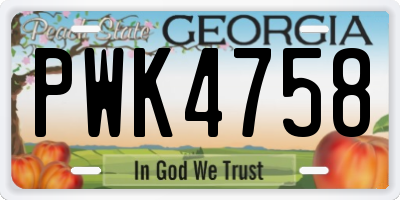 GA license plate PWK4758