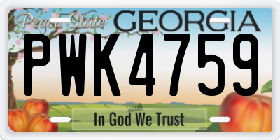GA license plate PWK4759