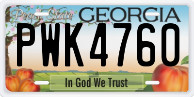 GA license plate PWK4760