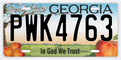 GA license plate PWK4763