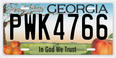 GA license plate PWK4766