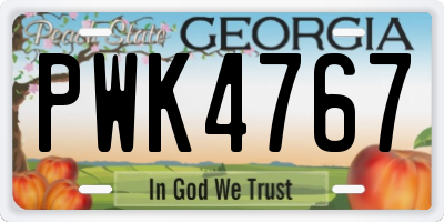 GA license plate PWK4767