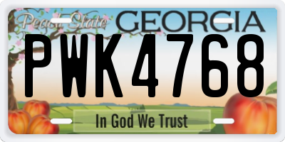 GA license plate PWK4768