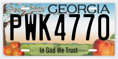 GA license plate PWK4770