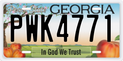 GA license plate PWK4771