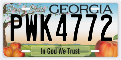 GA license plate PWK4772