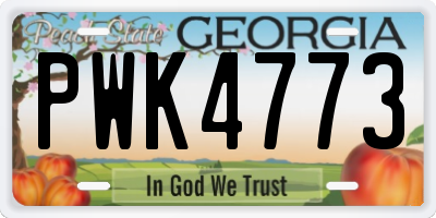 GA license plate PWK4773