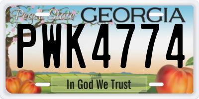 GA license plate PWK4774