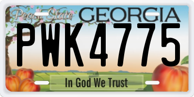GA license plate PWK4775