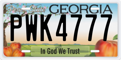 GA license plate PWK4777
