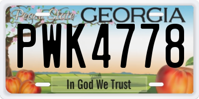 GA license plate PWK4778