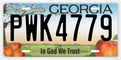 GA license plate PWK4779