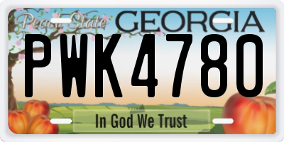 GA license plate PWK4780