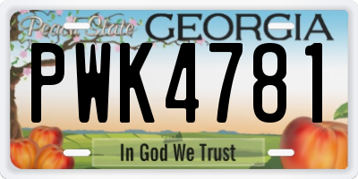 GA license plate PWK4781